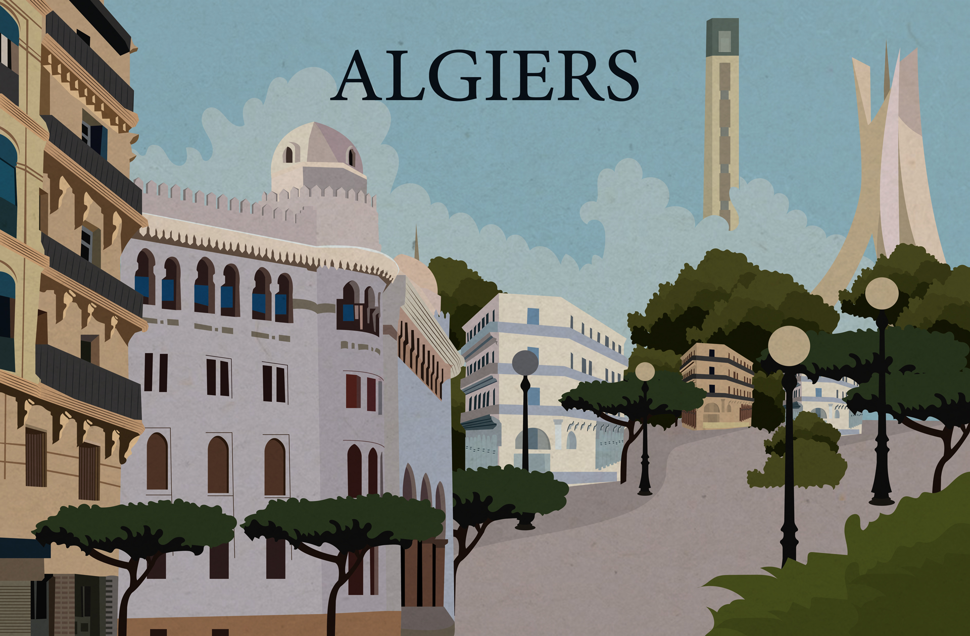 algiers vintage poster with text